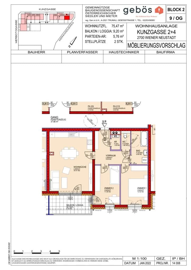 3-Zimmer-Wohnung mieten in Wiener Neustadt – 75,47 m², € 1.015 – Bild 5 von 5