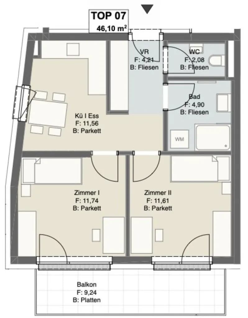 3-Zimmer-Wohnung kaufen in Graz – 45,8 m², € 282.000 – Bild 10 von 11