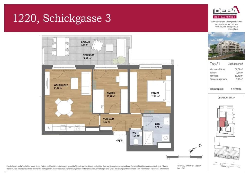 3-Zimmer-Wohnung kaufen in Wien – 58,21 m², € 449.000 – Bild 12 von 12