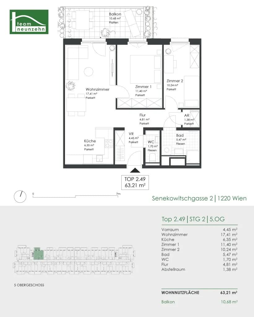 3-Zimmer-Wohnung kaufen in Wien – 63,21 m², € 418.000 – Bild 18 von 18