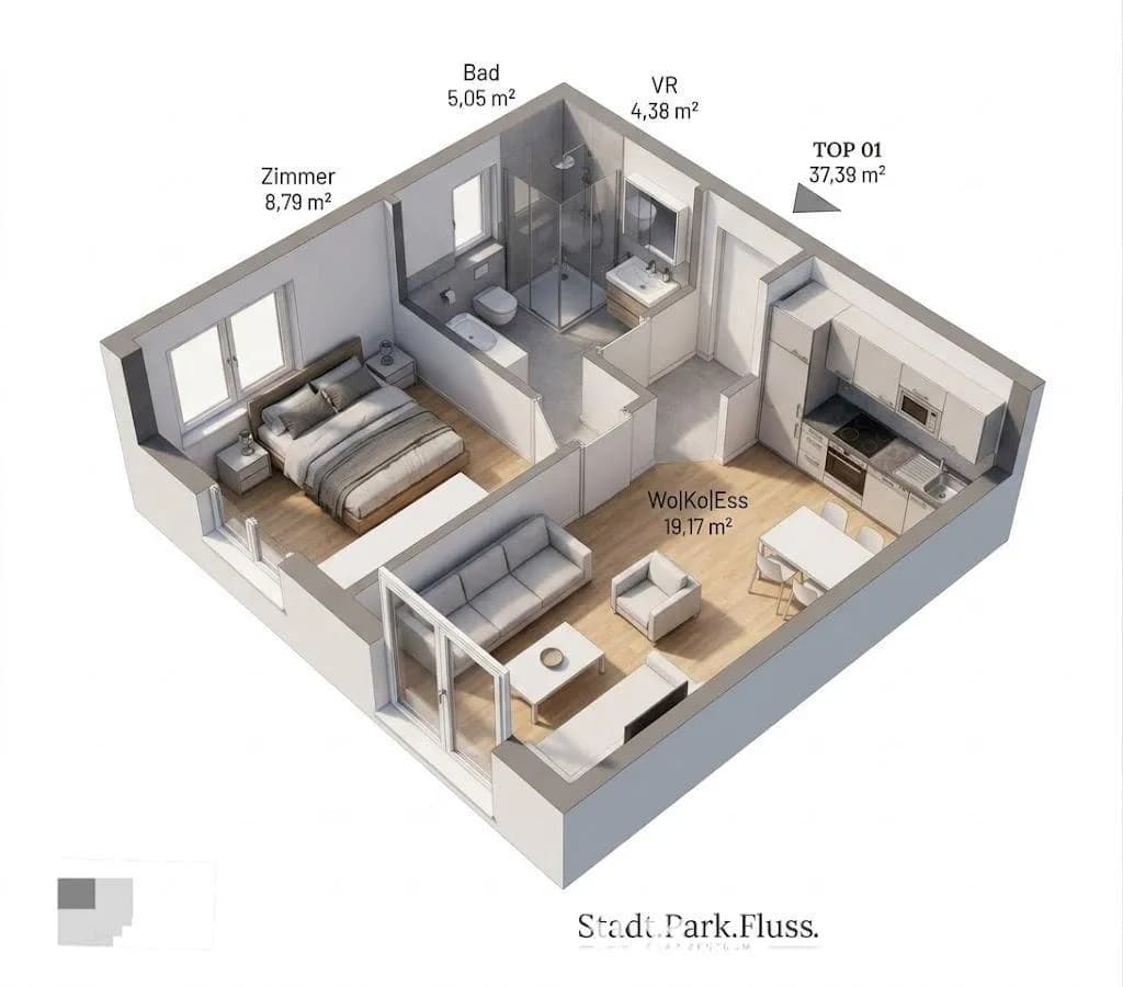 2-Zimmer-Wohnung kaufen in Graz – 68,82 m², € 325.593 – Bild 2 von 3