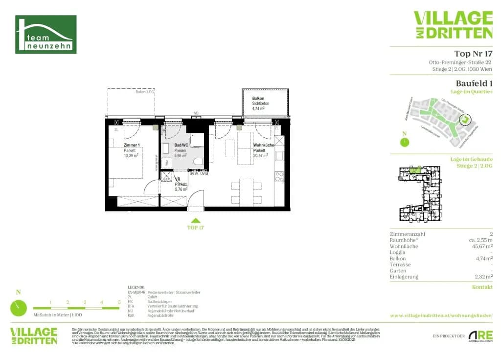 2-Zimmer-Wohnung mieten in Wien – 45,67 m², € 1.079 – Bild 29 von 29