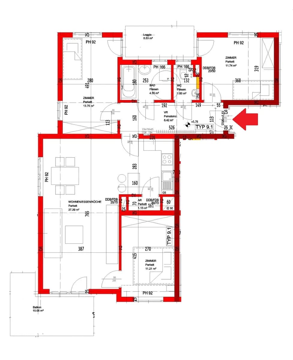 4-Zimmer-Wohnung mieten in Hartberg-Fürstenfeld – 89,9 m², € 1.112 – Bild 3 von 3