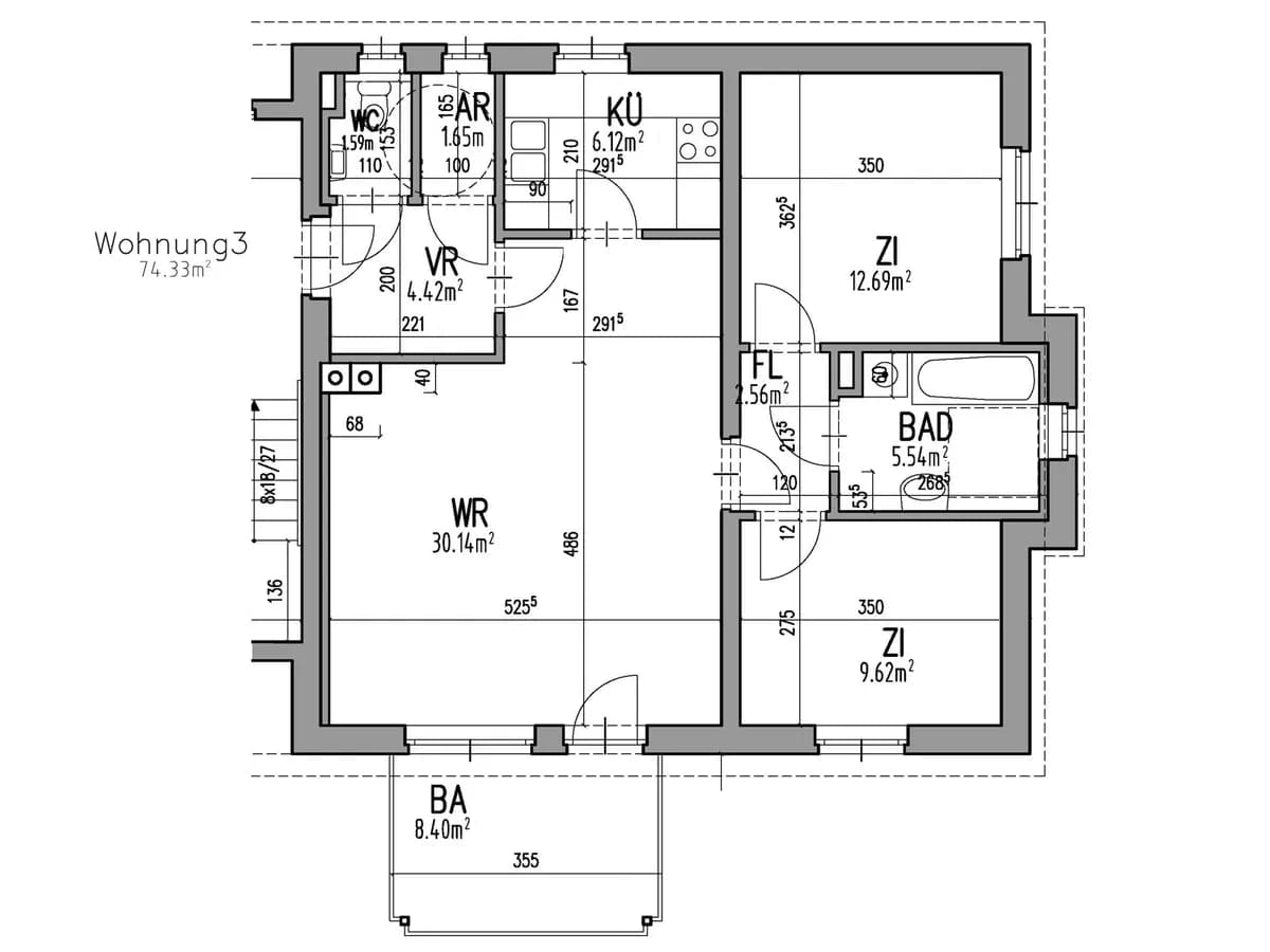 3-Zimmer-Wohnung mieten in Südoststeiermark – 74,3 m², € 909 – Bild 2 von 10