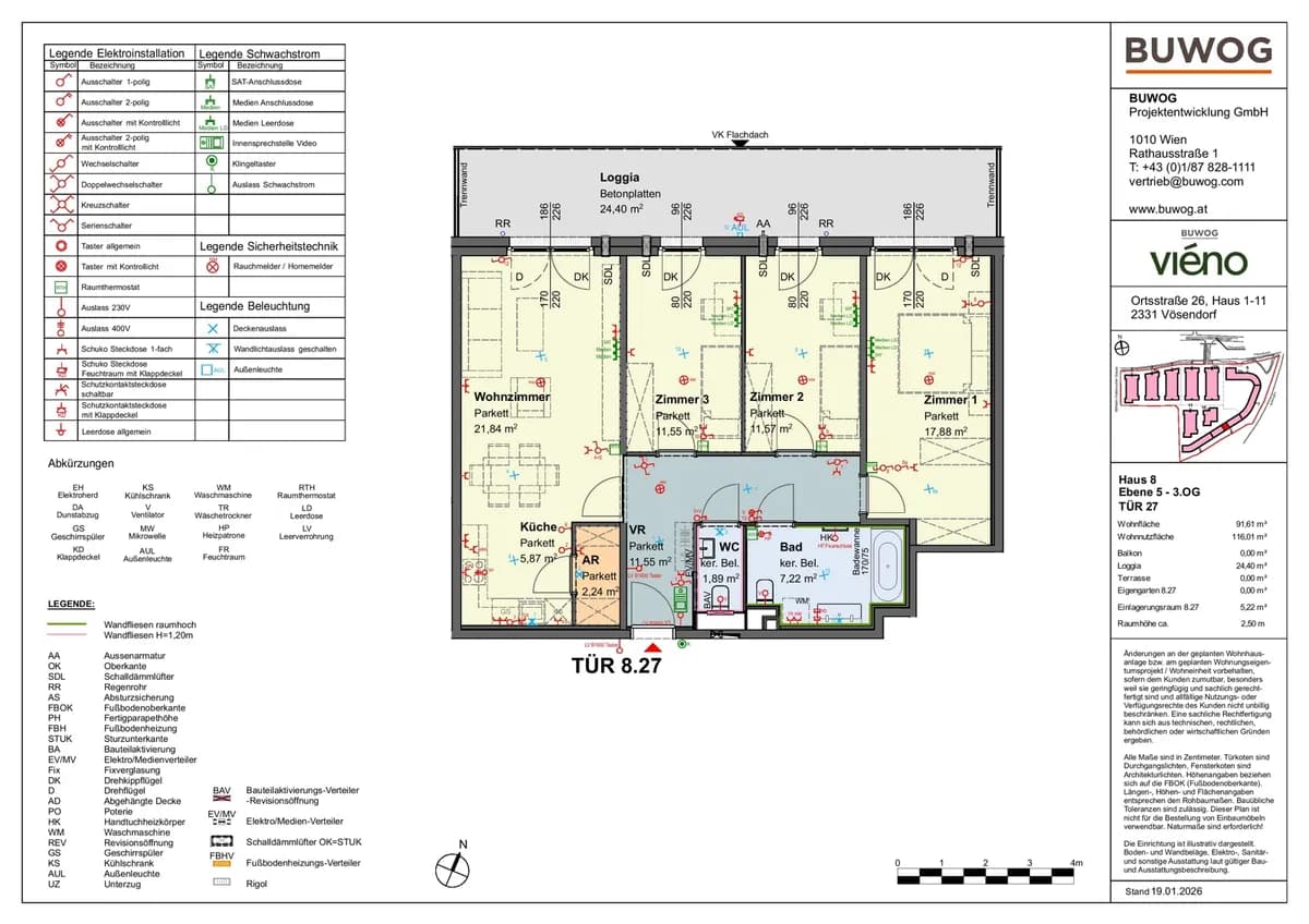 4-Zimmer-Wohnung mieten in Mödling – 91,61 m², € 2.210