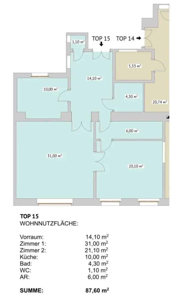 2-Zimmer-Wohnung kaufen in Wien – 88 m², € 493.990 – Bild 8 von 8