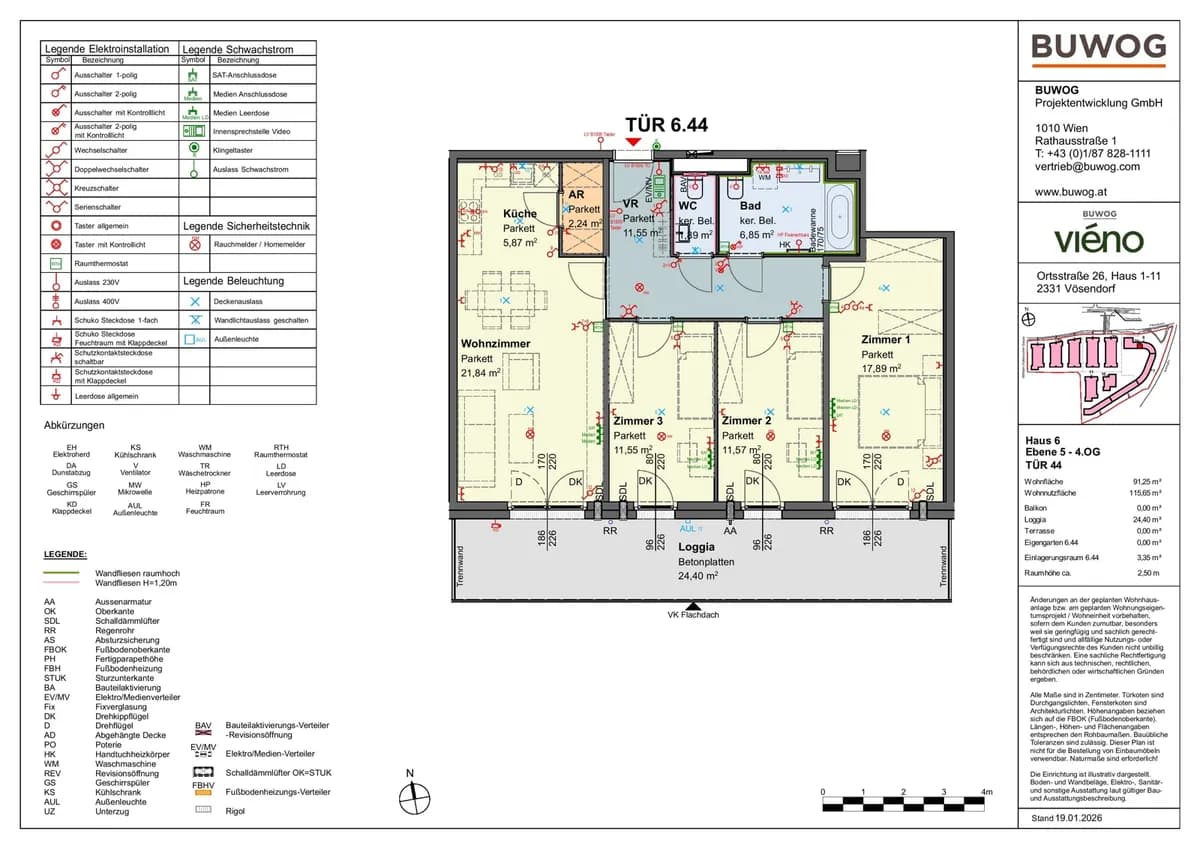 4-Zimmer-Wohnung mieten in Mödling – 91,25 m², € 2.214 – Bild 2 von 22