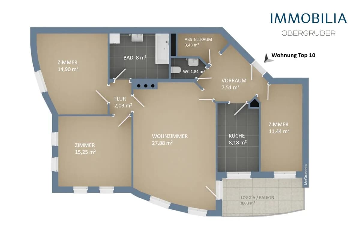 3-Zimmer-Wohnung kaufen in Amstetten – 100,46 m², € 245.000 – Bild 13 von 13