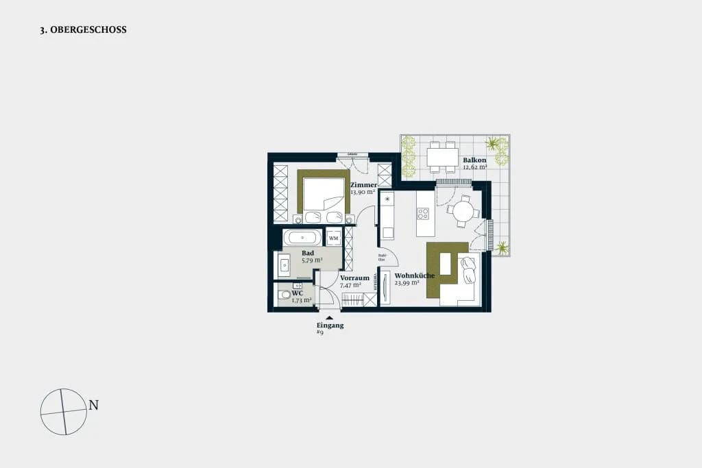 2-Zimmer-Wohnung kaufen in Wien – 52,88 m², € 594.900 – Bild 2 von 12