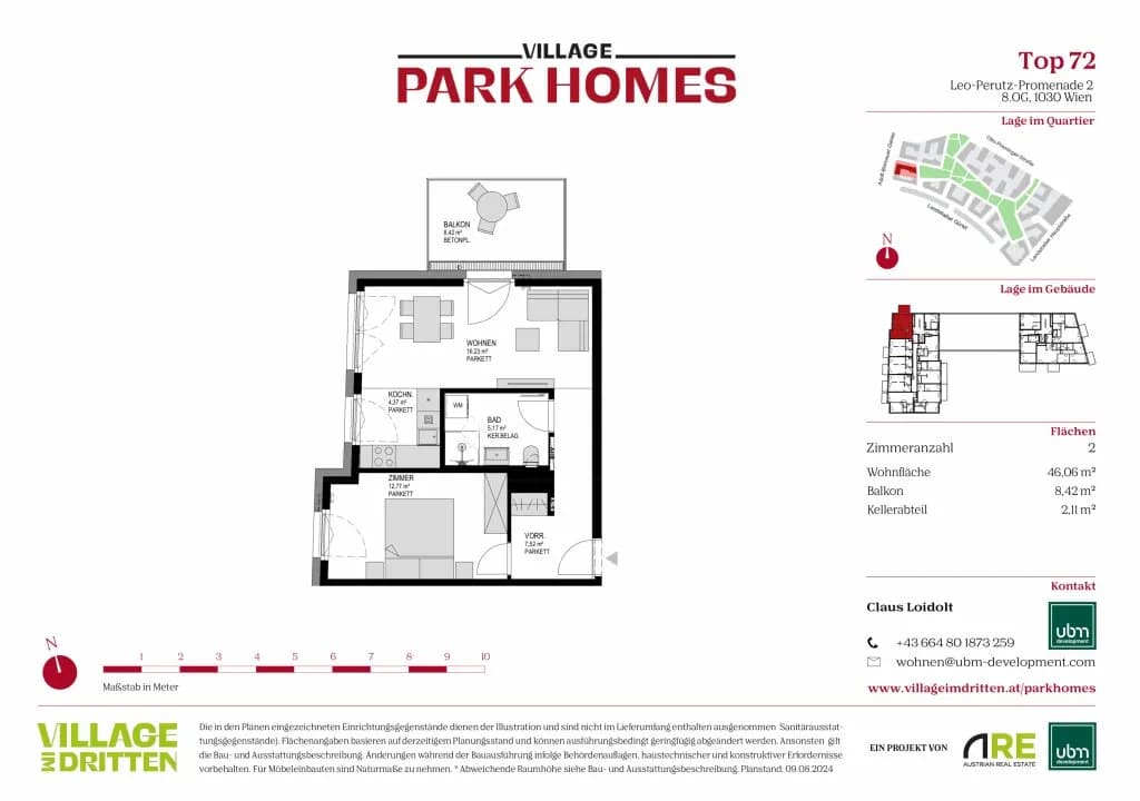 2-Zimmer-Wohnung kaufen in Wien – 46,06 m², € 407.000 – Bild 9 von 9