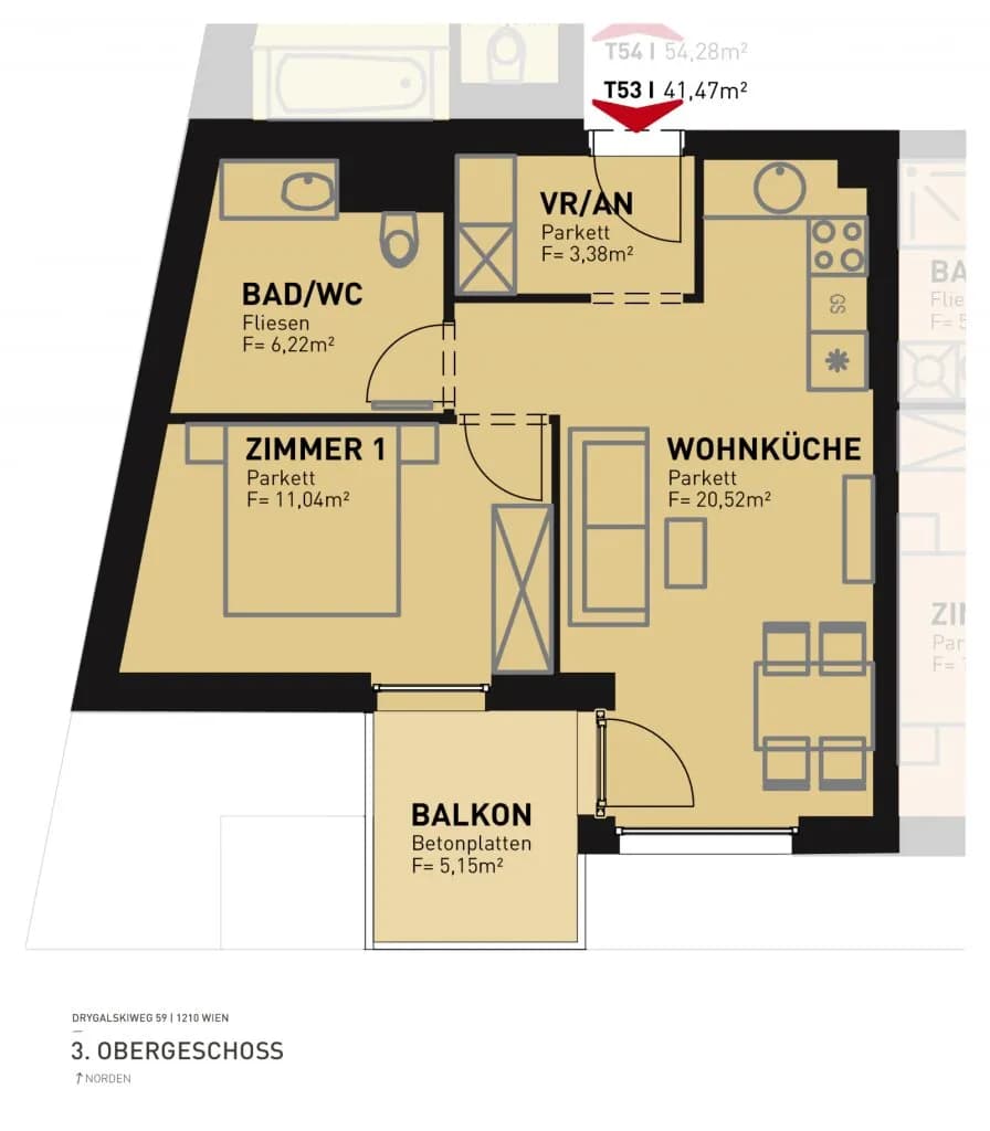 2-Zimmer-Wohnung mieten in Wien – 41,47 m², € 879 – Bild 20 von 20