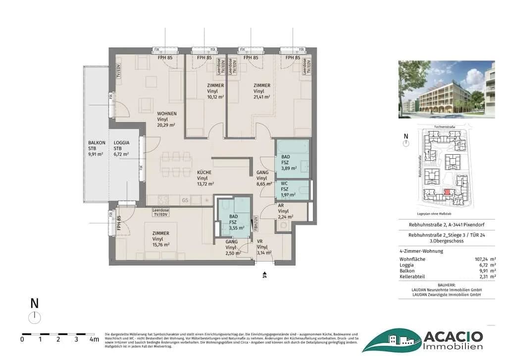 4-Zimmer-Wohnung mieten in Tulln – 107,24 m², € 1.530 – Bild 17 von 17
