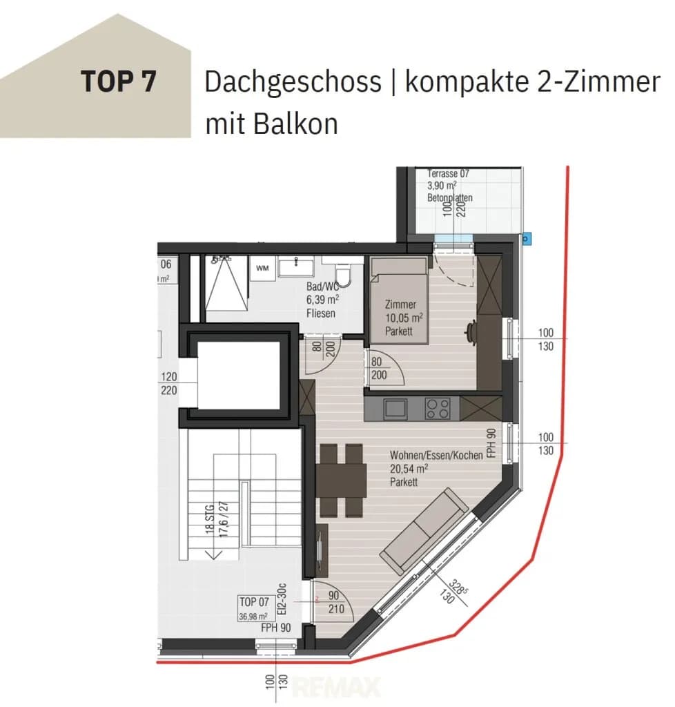 2-Zimmer-Wohnung kaufen in Urfahr-Umgebung – 36,98 m², € 219.000 – Bild 8 von 11