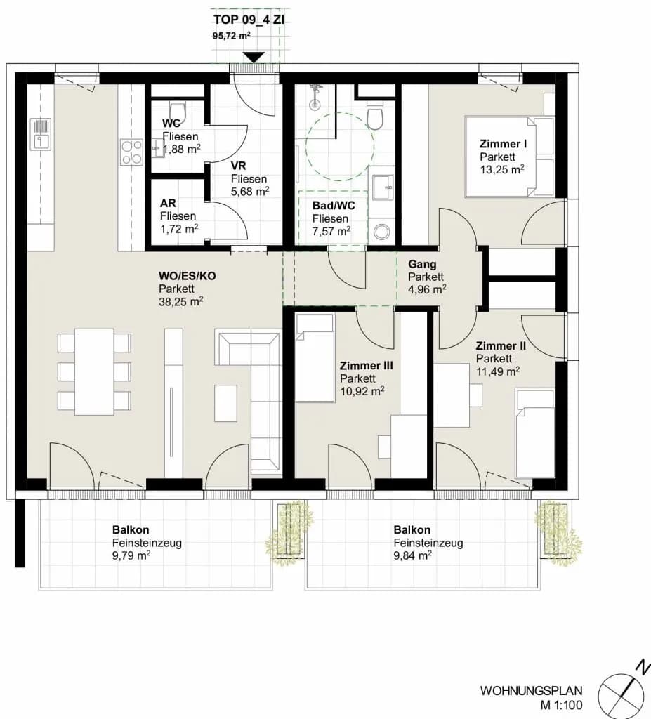 4-Zimmer-Wohnung kaufen in Graz – 95,72 m², € 556.000 – Bild 14 von 16