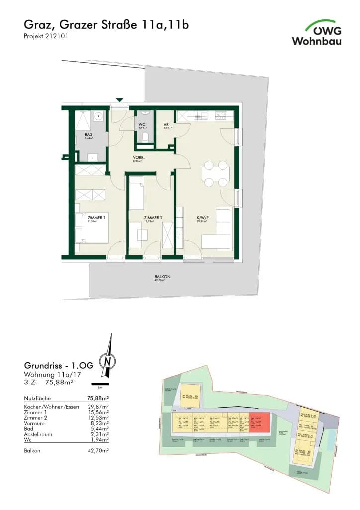 3-Zimmer-Wohnung kaufen in Graz – 75,88 m², € 469.666 – Bild 12 von 12