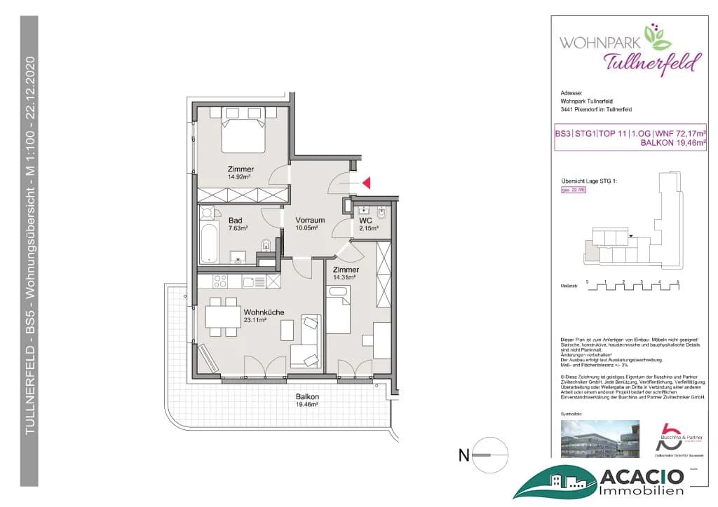 3-Zimmer-Wohnung mieten in Tulln – 72,17 m², € 1.075 – Bild 4 von 4