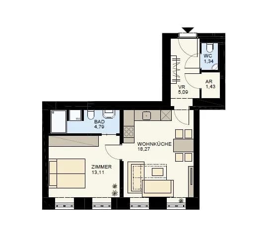 2-Zimmer-Wohnung kaufen in Wien – 44,03 m², € 308.300 – Bild 6 von 16