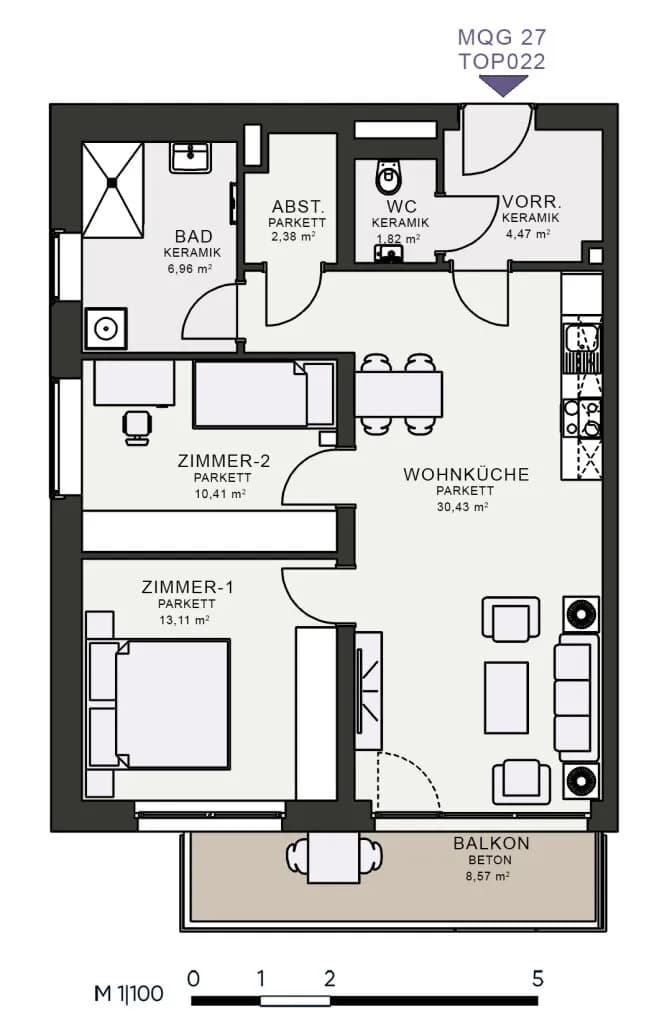 3-Zimmer-Wohnung mieten in Graz – 69,31 m², € 1.028 – Bild 6 von 6