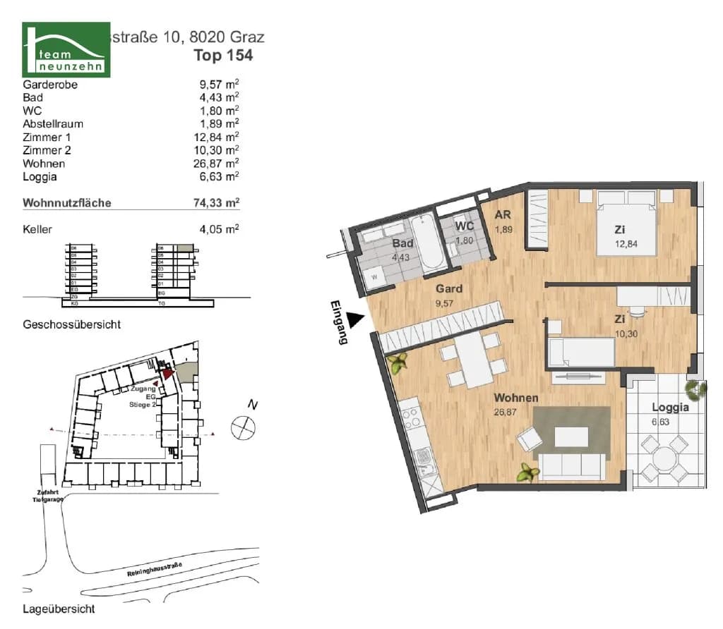 3-Zimmer-Wohnung mieten in Graz – 67,7 m², € 1.199 – Bild 24 von 24