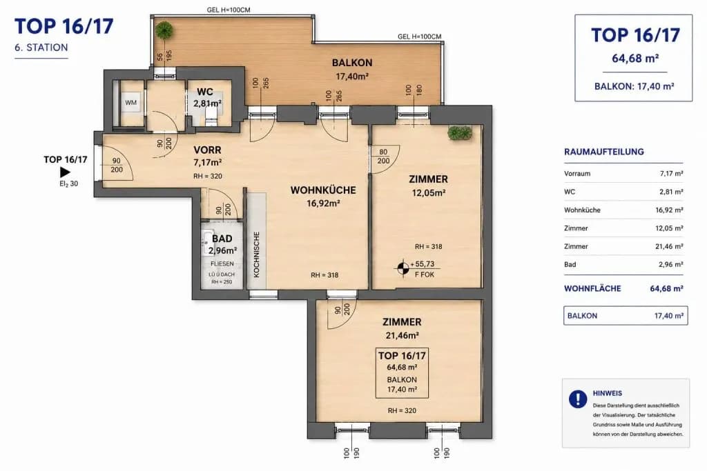 3-Zimmer-Wohnung kaufen in Wien – 64,68 m², € 499.000 – Bild 11 von 12