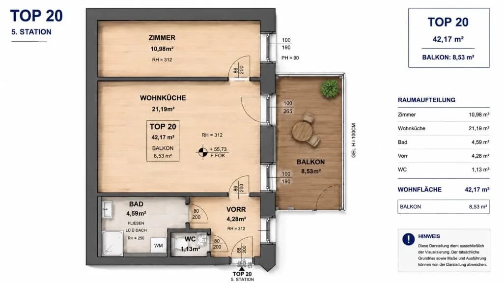 2-Zimmer-Wohnung kaufen in Wien – 42,17 m², € 369.000 – Bild 11 von 12