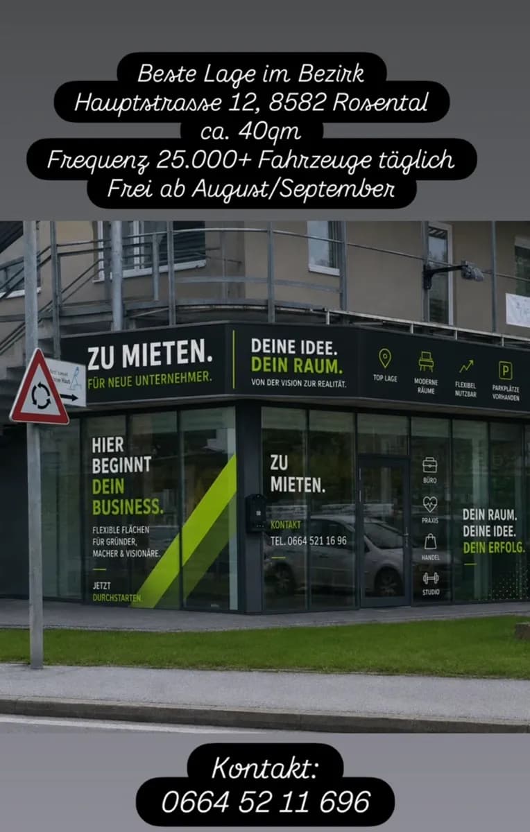 2-Zimmer-Gewerbeimmobilie mieten in Voitsberg – 38 m², € 690