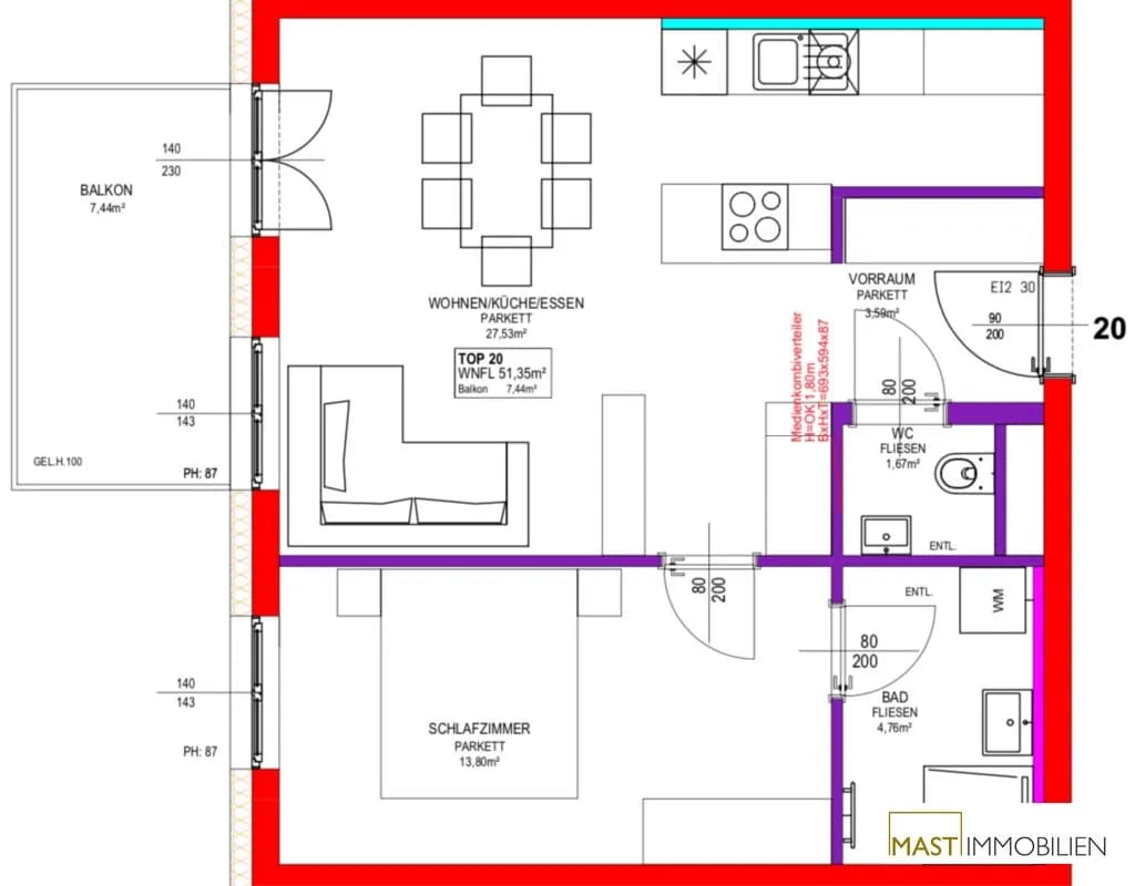 2-Zimmer-Wohnung mieten in Korneuburg – 51 m², € 890 – Bild 9 von 9