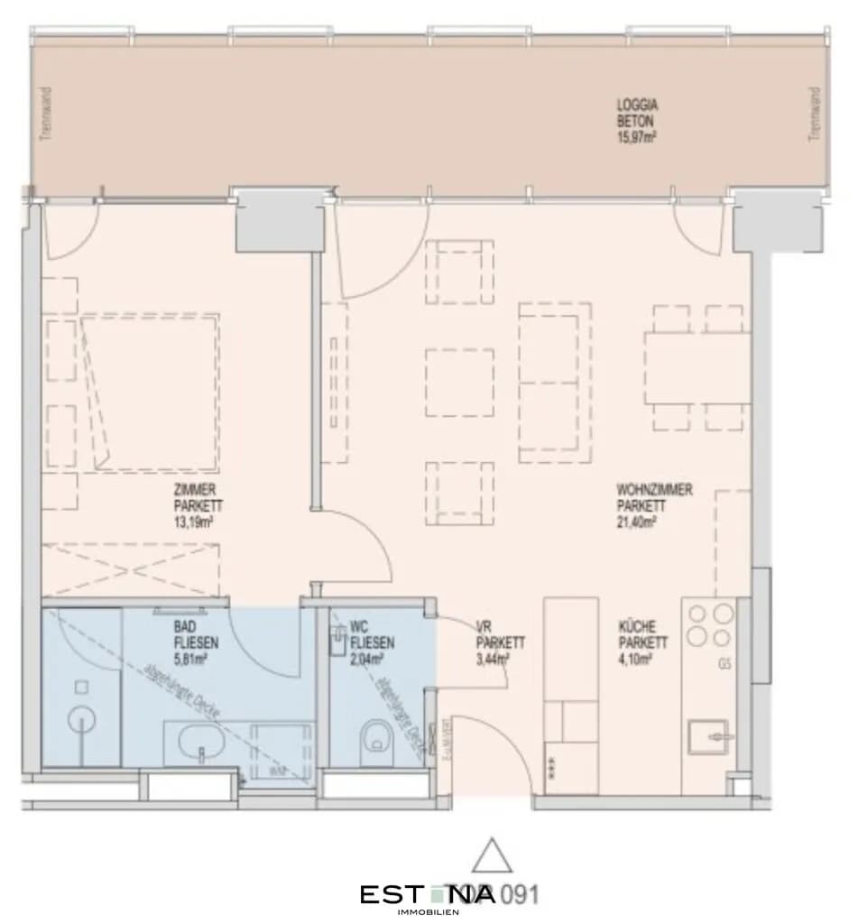 2-Zimmer-Wohnung mieten in Wien – 49,89 m², € 1.600 – Bild 17 von 17
