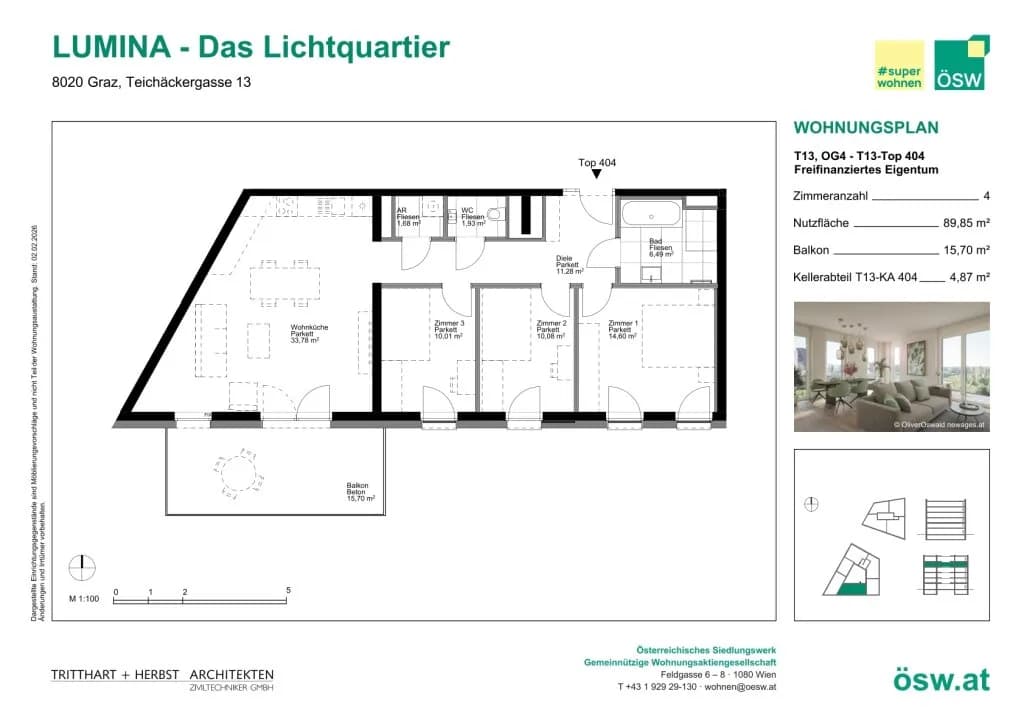4-Zimmer-Wohnung kaufen in Graz – 89,85 m², € 435.000 – Bild 2 von 11