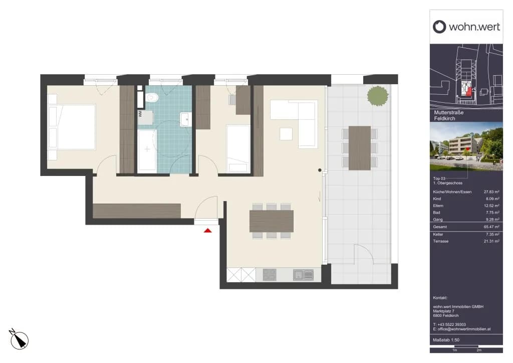 3-Zimmer-Wohnung kaufen in Feldkirch – 65,47 m², € 495.000 – Bild 2 von 3