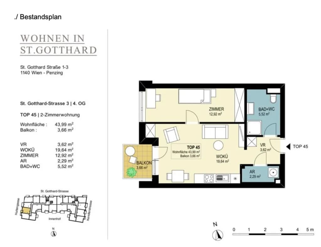 2-Zimmer-Wohnung mieten in Wien – 43,99 m², € 999 – Bild 26 von 26