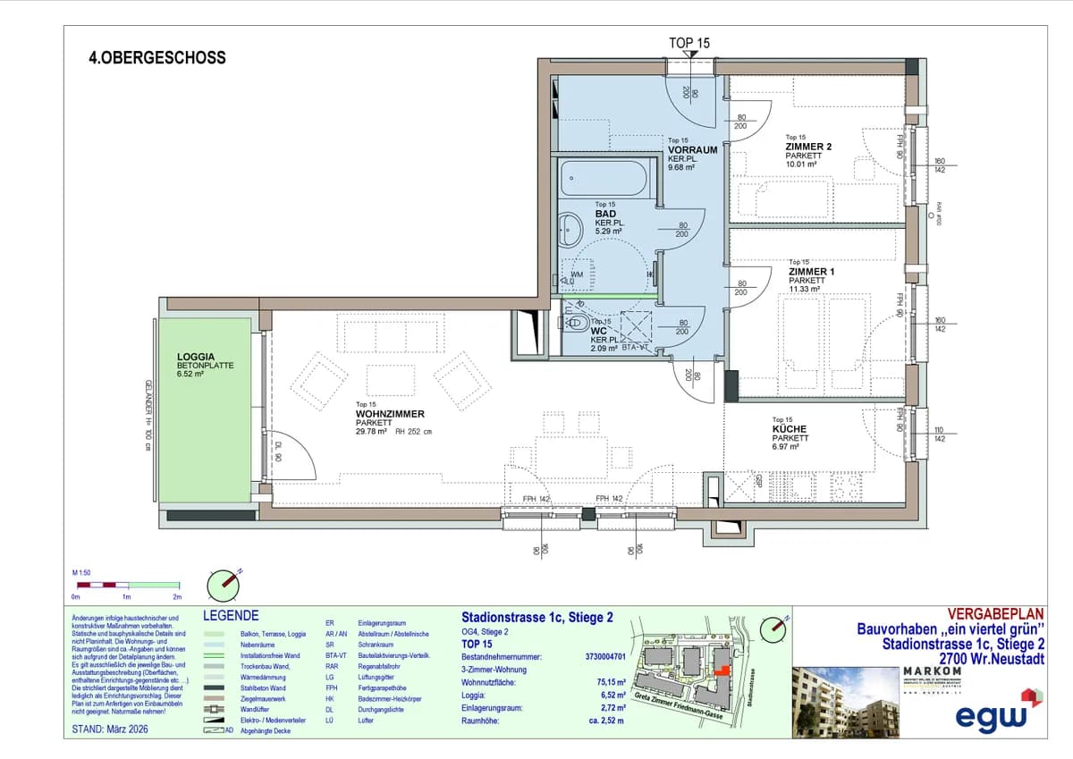 3-Zimmer-Wohnung mieten in Wiener Neustadt – 80,77 m², € 1.047 – Bild 4 von 4