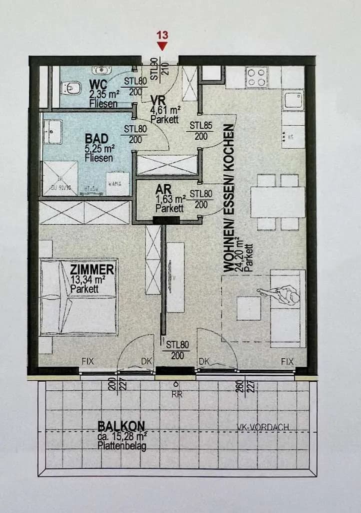 2-Zimmer-Wohnung mieten in Villach – 51 m², € 1.193 – Bild 12 von 12