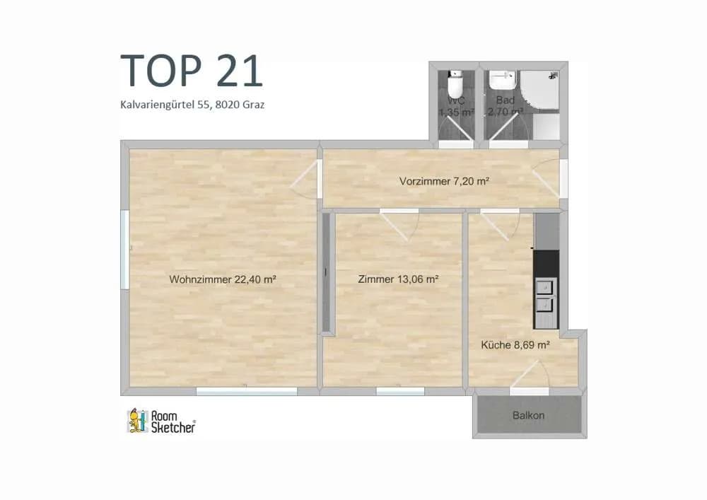 2-Zimmer-Wohnung kaufen in Graz – 54 m², € 128.300 – Bild 17 von 17