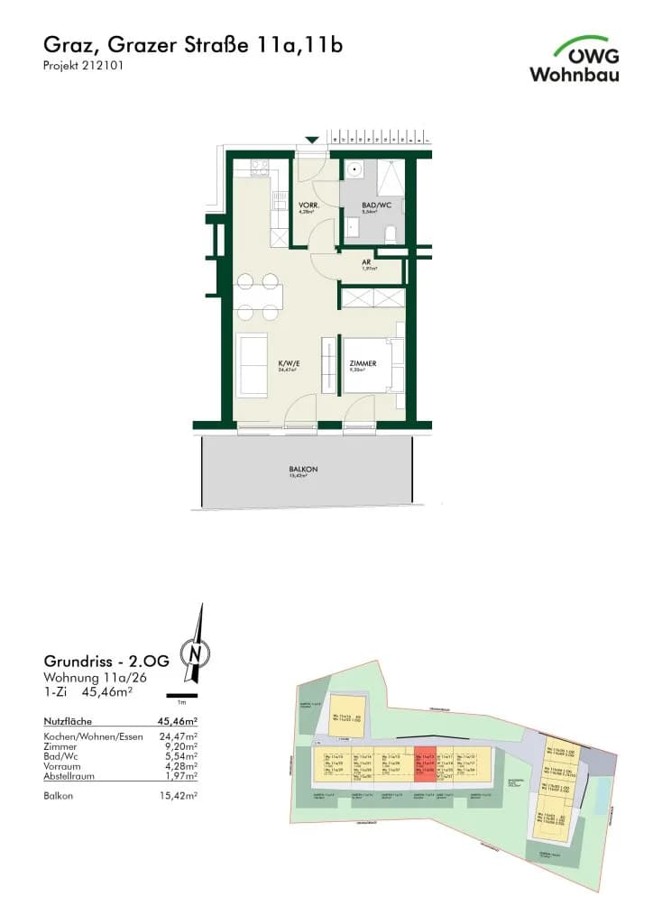 2-Zimmer-Wohnung kaufen in Graz – 45,49 m², € 267.404 – Bild 9 von 9