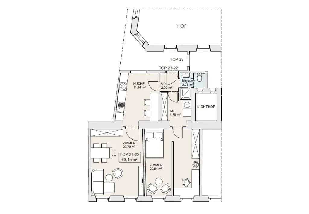2-Zimmer-Wohnung kaufen in Wien – 63,15 m², € 329.000 – Bild 11 von 11