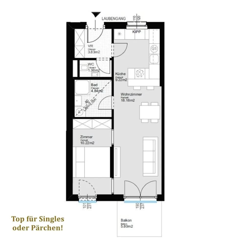 2-Zimmer-Wohnung kaufen in Wien – 48,2 m², € 195.000 – Bild 25 von 25