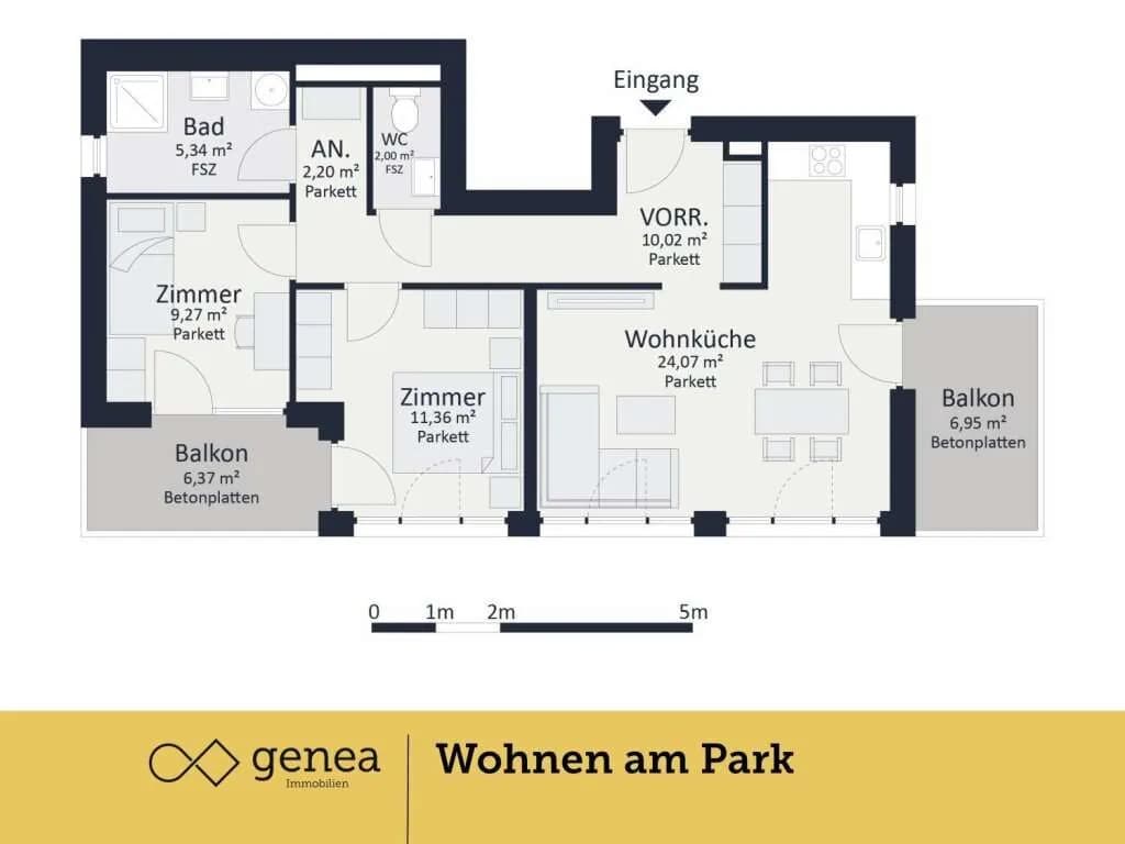 3-Zimmer-Wohnung kaufen in Graz – 64,3 m², € 435.000 – Bild 2 von 4