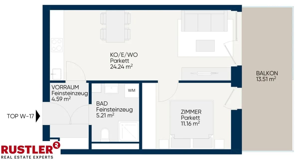 2-Zimmer-Wohnung mieten in Graz – 49,93 m², € 684 – Bild 6 von 7