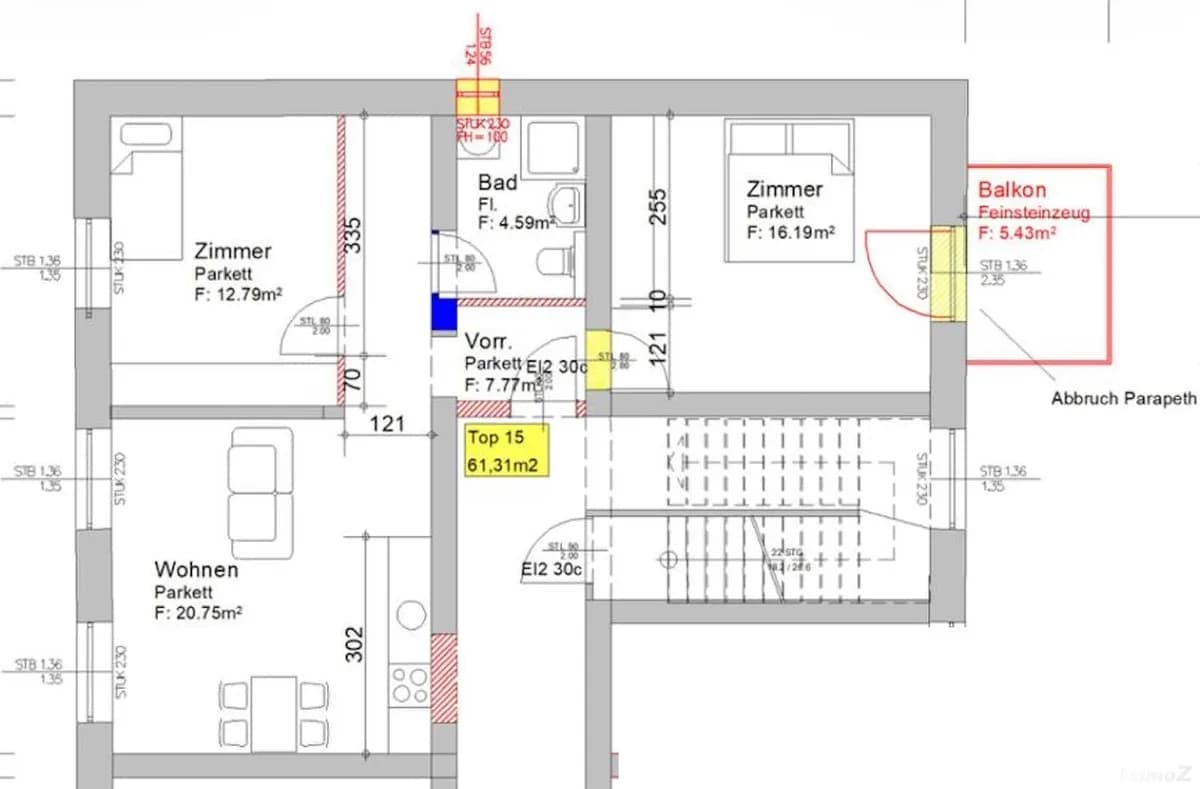 3-Zimmer-Wohnung mieten in Graz – 66,65 m², € 775 – Bild 3 von 3