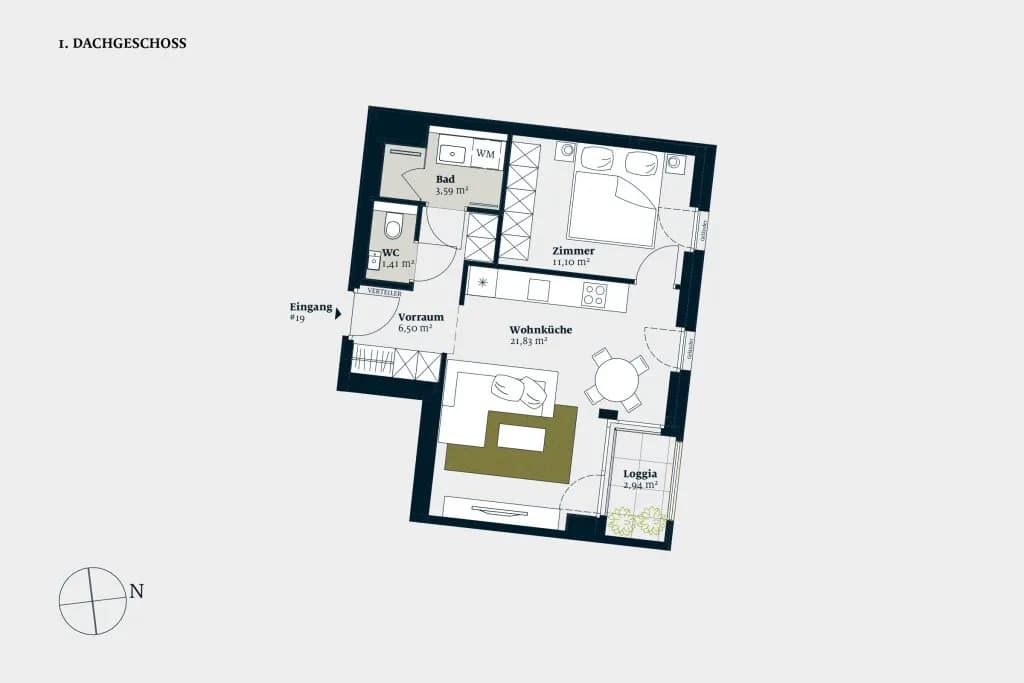 2-Zimmer-Wohnung kaufen in Wien – 44,54 m², € 501.100 – Bild 2 von 13
