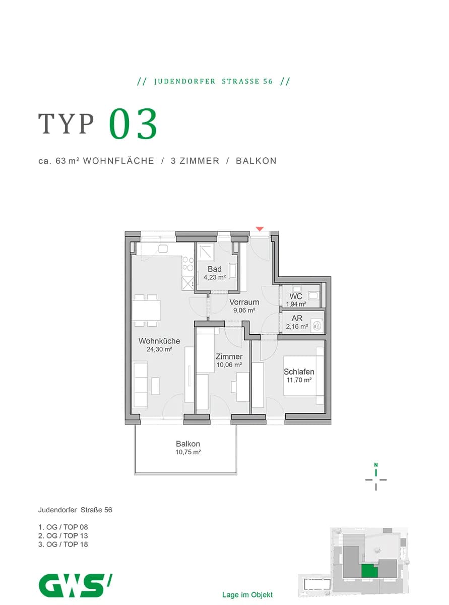3-Zimmer-Wohnung mieten in Leoben – 63,45 m², € 873 – Bild 4 von 4