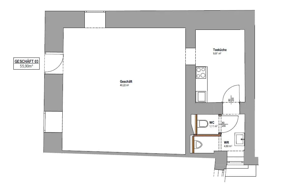 Immobilie mieten in Graz – 55,9 m², € 1.241 – Bild 2 von 3