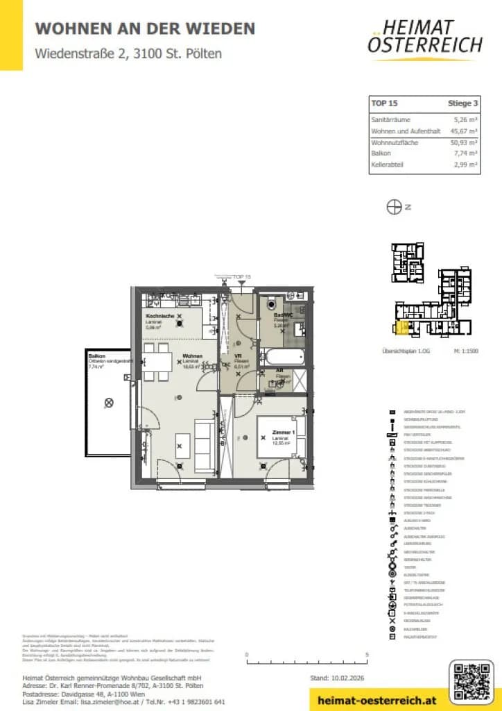 2-Zimmer-Wohnung mieten in Sankt Pölten – 50,93 m², € 644 – Bild 12 von 12