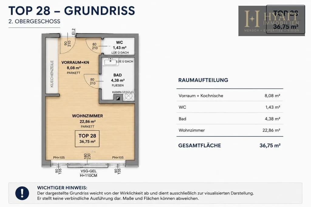 1-Zimmer-Wohnung kaufen in Wien – 36,13 m², € 299.000 – Bild 12 von 19