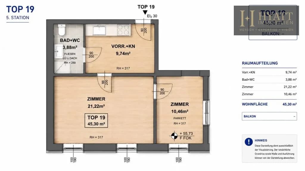 2-Zimmer-Wohnung kaufen in Wien – 45,3 m², € 289.000 – Bild 8 von 15