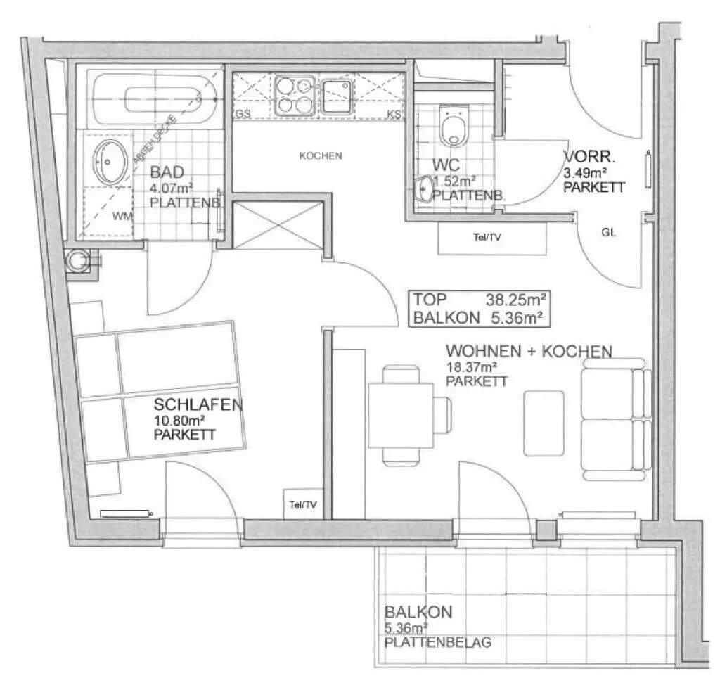 2-Zimmer-Wohnung mieten in Wien – 38,25 m², € 949 – Bild 10 von 10