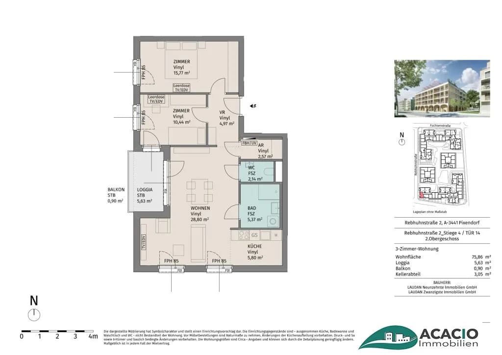 3-Zimmer-Wohnung mieten in Tulln – 73,9 m², € 1.095 – Bild 12 von 12