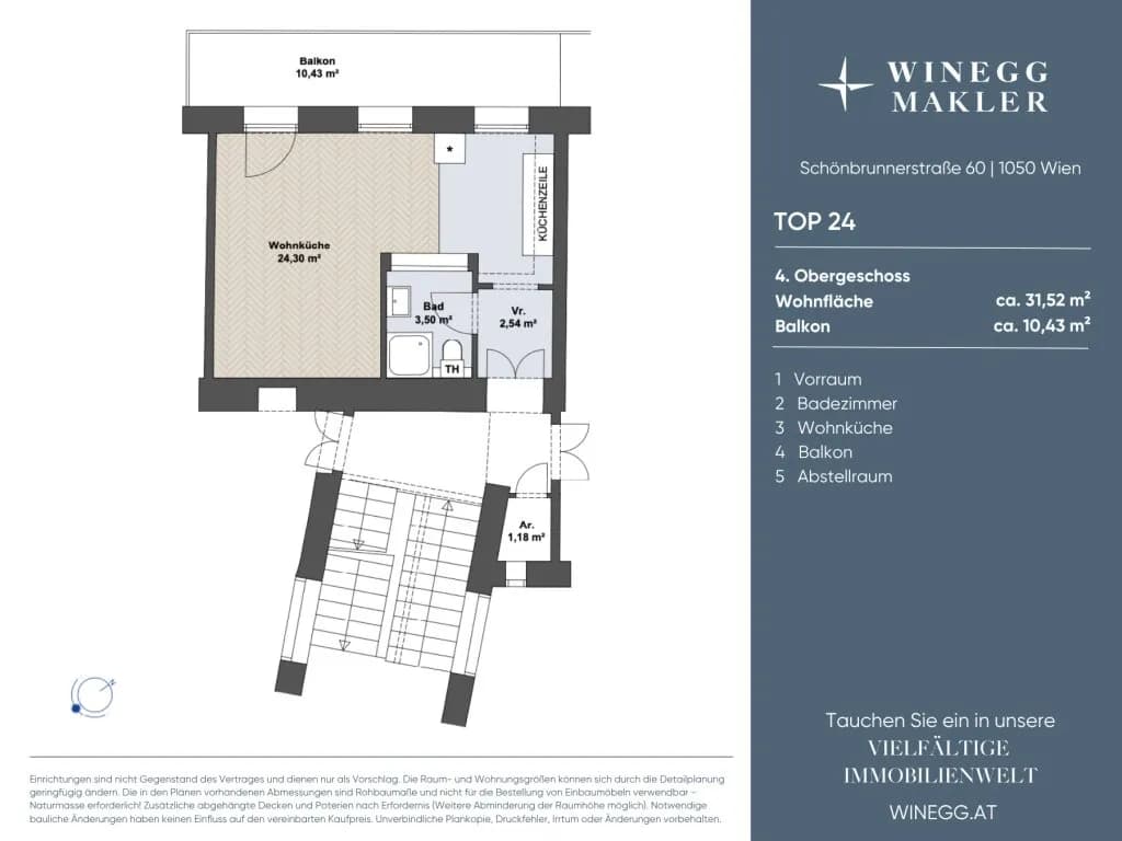1-Zimmer-Wohnung kaufen in Wien – 31,52 m², € 279.000 – Bild 24 von 24