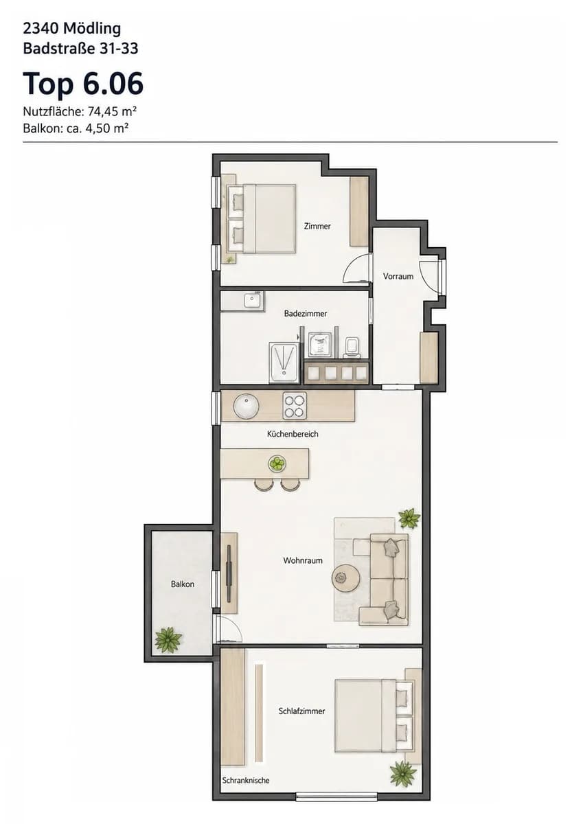 3-Zimmer-Wohnung kaufen in Mödling – 69 m², € 299.000 – Bild 24 von 25